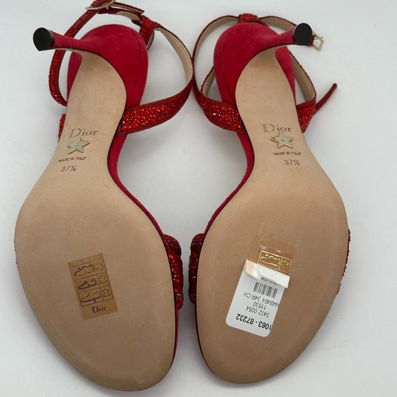 DIOR DWAY D WAY Strass Crystal Embroidered Cotton Sandals Heels Shoes - Picture 14 of 16